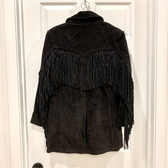 [🌟 PRICE FIRM] Free People Black Marlboro Fringe Genuine Leather Blazer Jacket - Picture 9 of 16